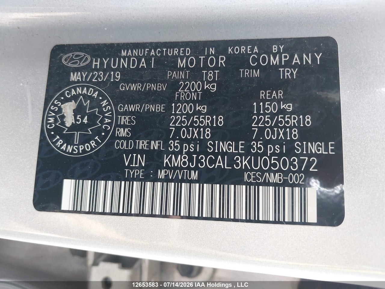 2019 HYUNDAI TUCSON PREFERRED W/TREND PACKAGE thumbnail 10