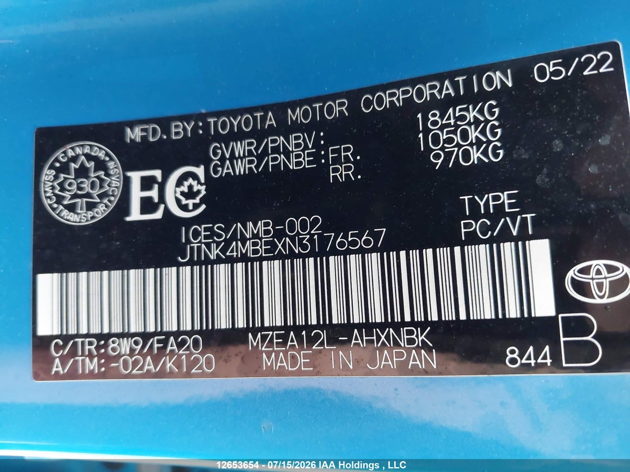 2022 TOYOTA COROLLA thumbnail 10