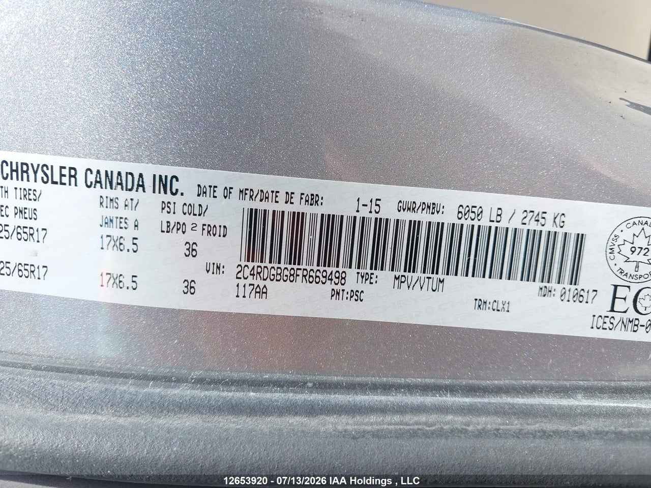 2015 DODGE GRAND CARAVAN SE/SXT thumbnail 10