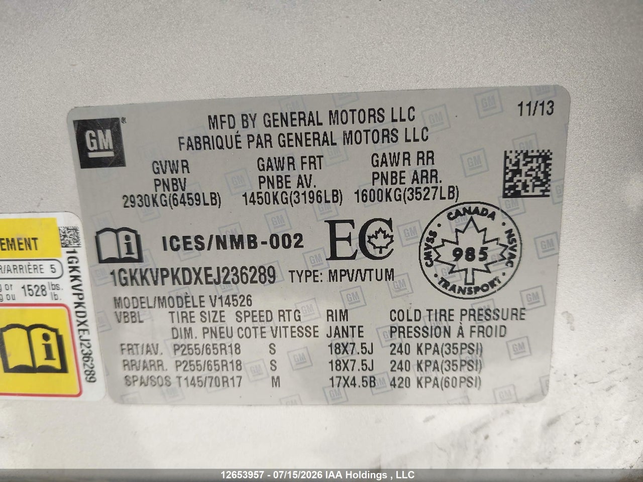 2014 GMC ACADIA SLE2 thumbnail 10