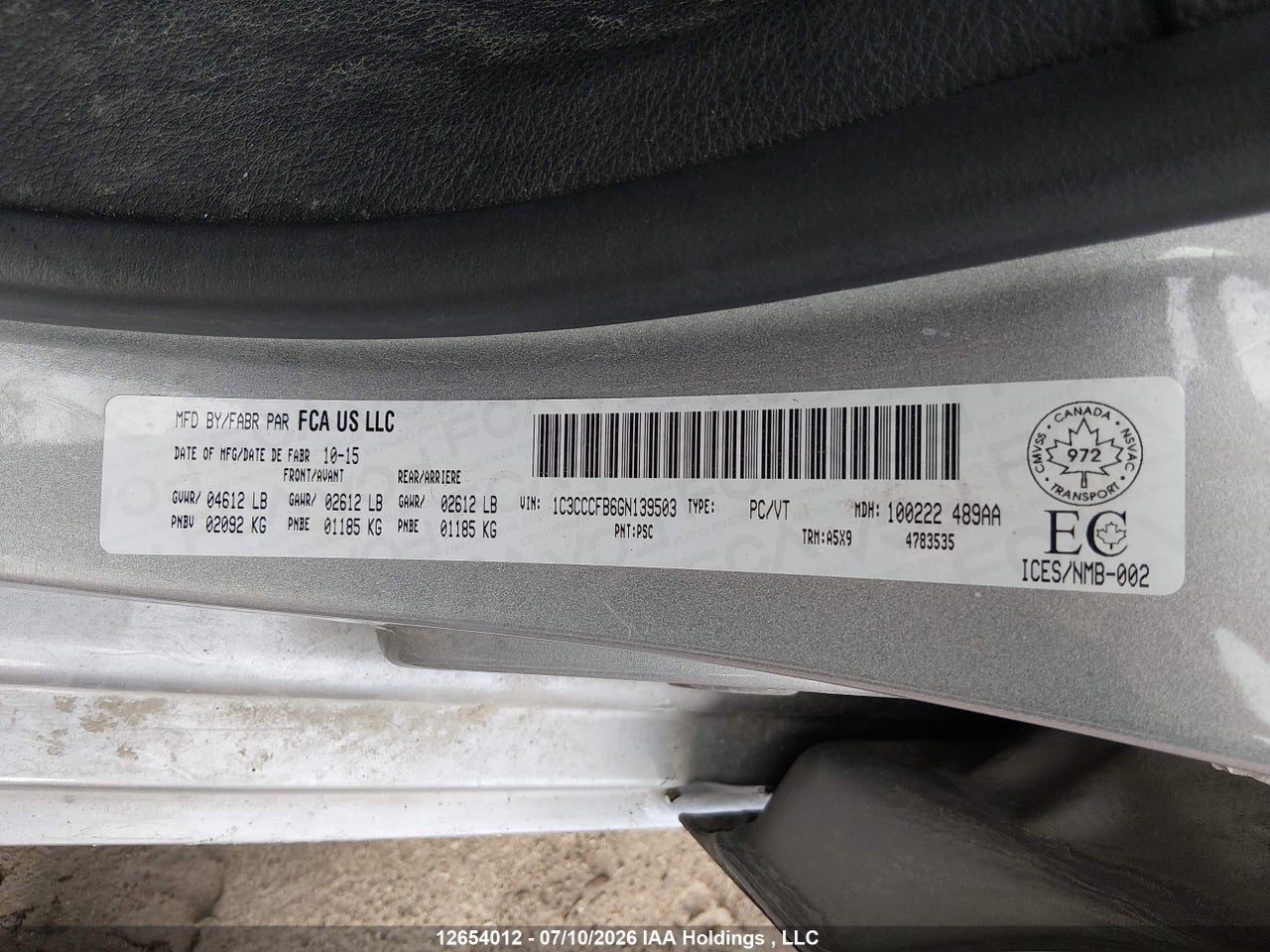 2016 CHRYSLER 200 LX thumbnail 10