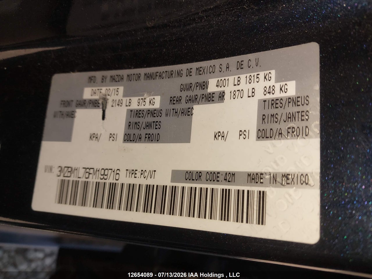 2015 MAZDA MAZDA3 GS thumbnail 10