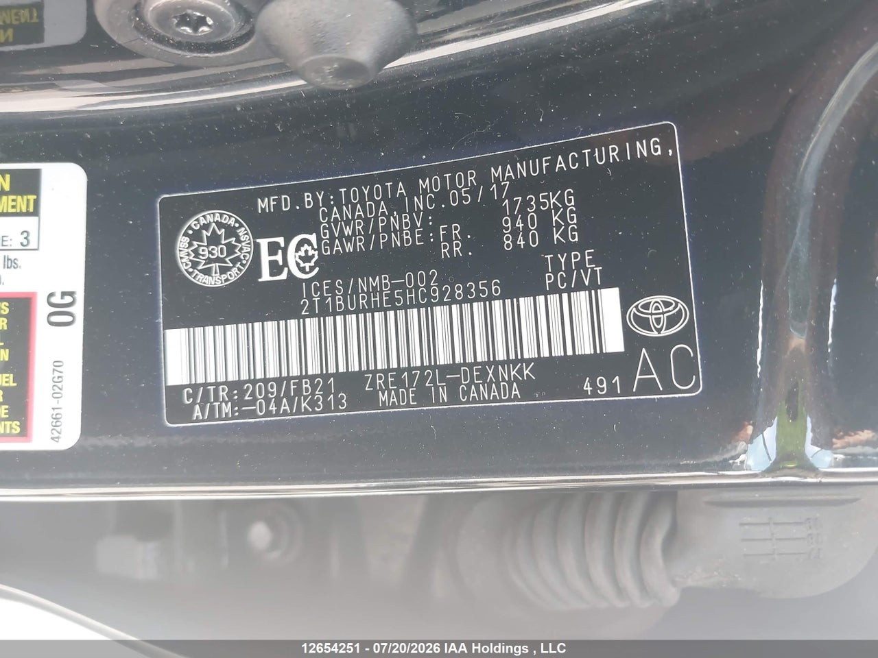 2017 TOYOTA COROLLA LE thumbnail 10