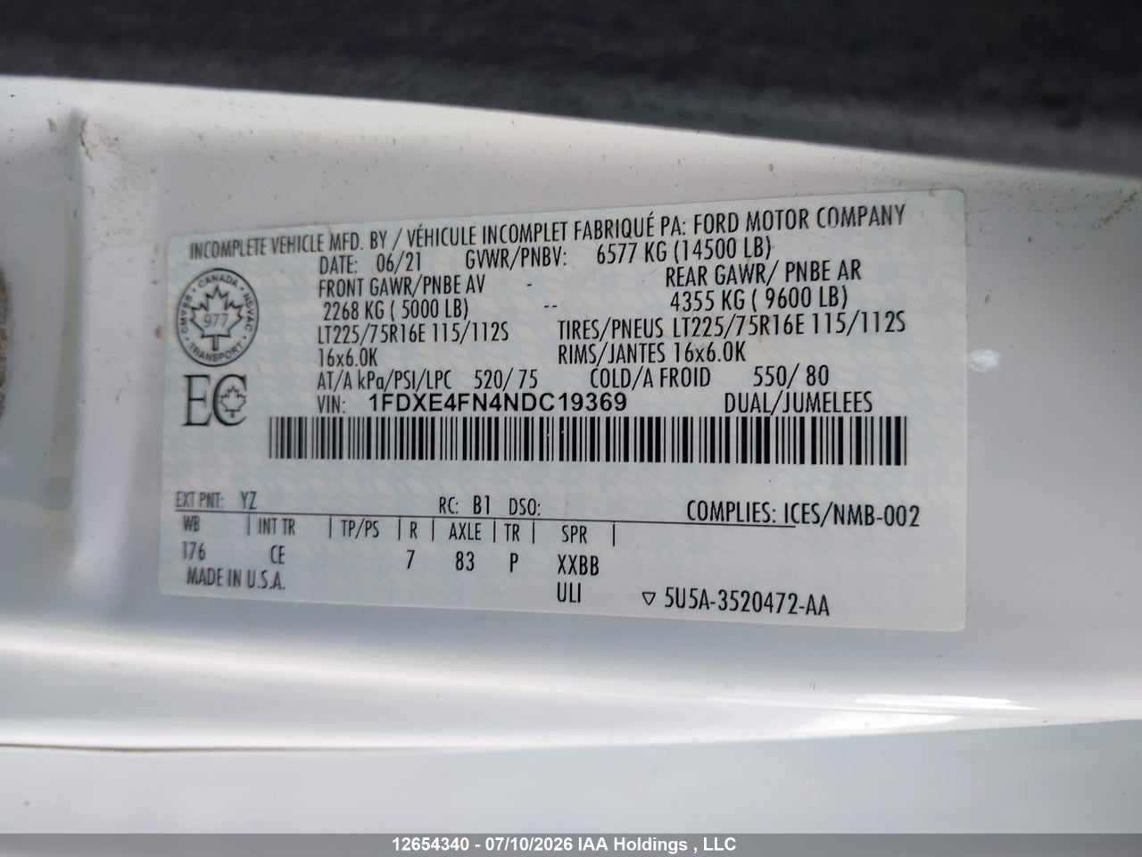 2022 FORD ECONOLINE E450 SUPER DUTY CUTAWAY VAN thumbnail 10
