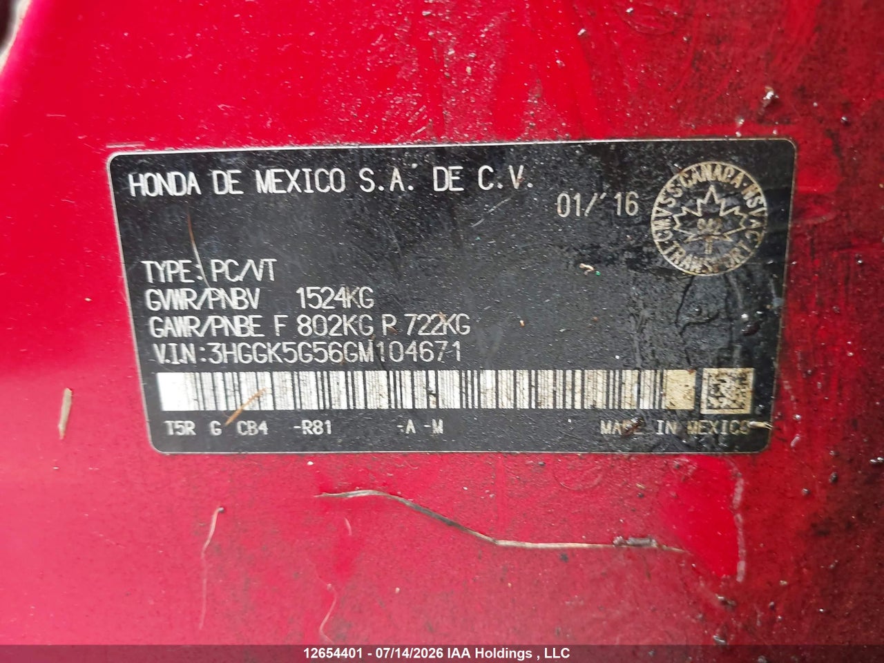 2016 HONDA FIT LX thumbnail 10