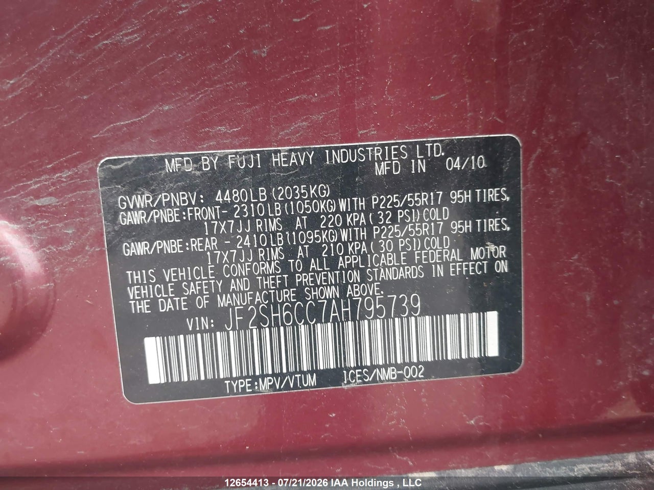 2010 SUBARU FORESTER 2.5X PREMIUM thumbnail 10