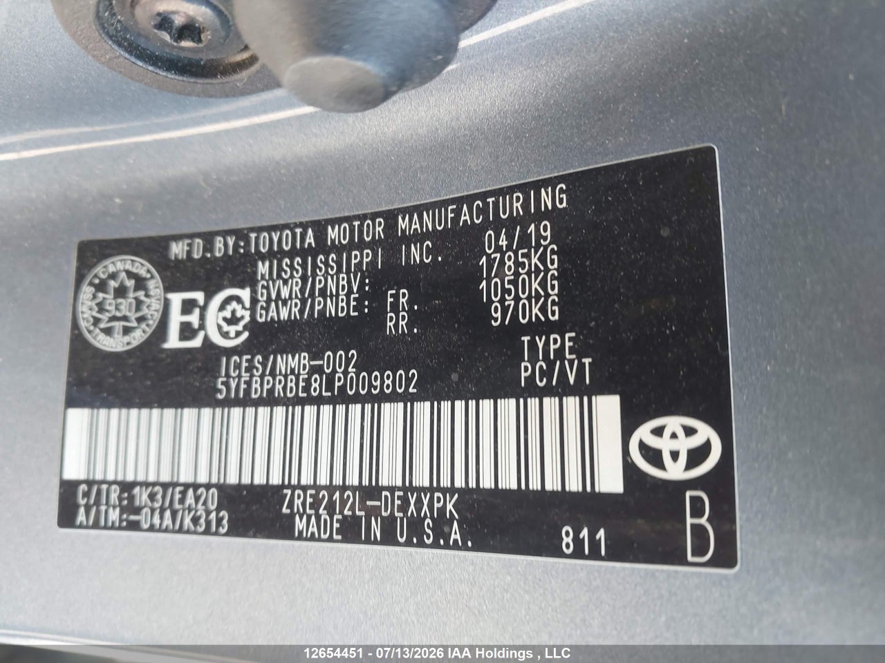 2020 TOYOTA COROLLA LE thumbnail 10