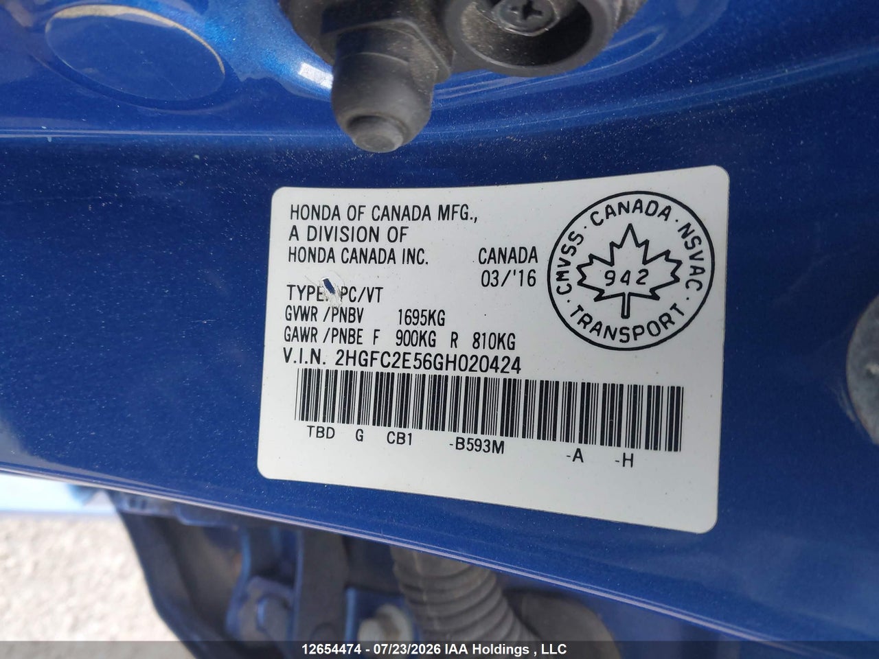 2016 HONDA CIVIC LX thumbnail 10