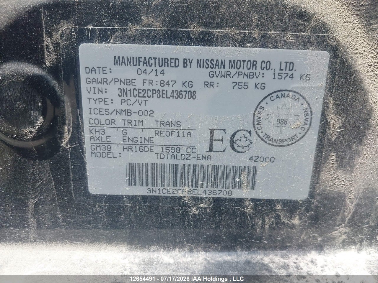 2014 NISSAN VERSA NOTE thumbnail 10