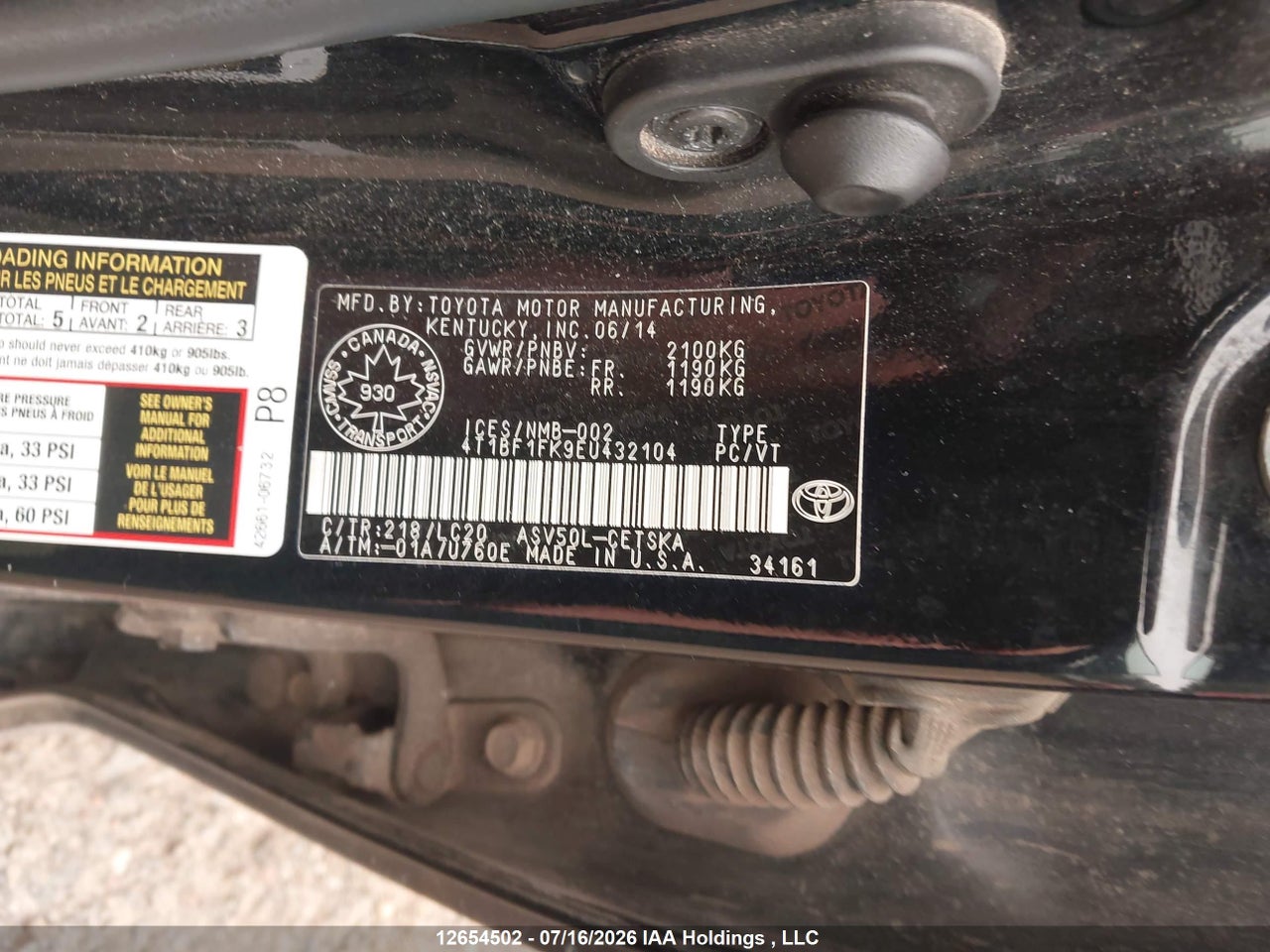 2014 TOYOTA CAMRY SE thumbnail 10