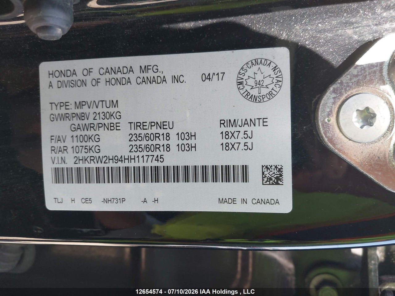 2017 HONDA CR-V TOURING thumbnail 10