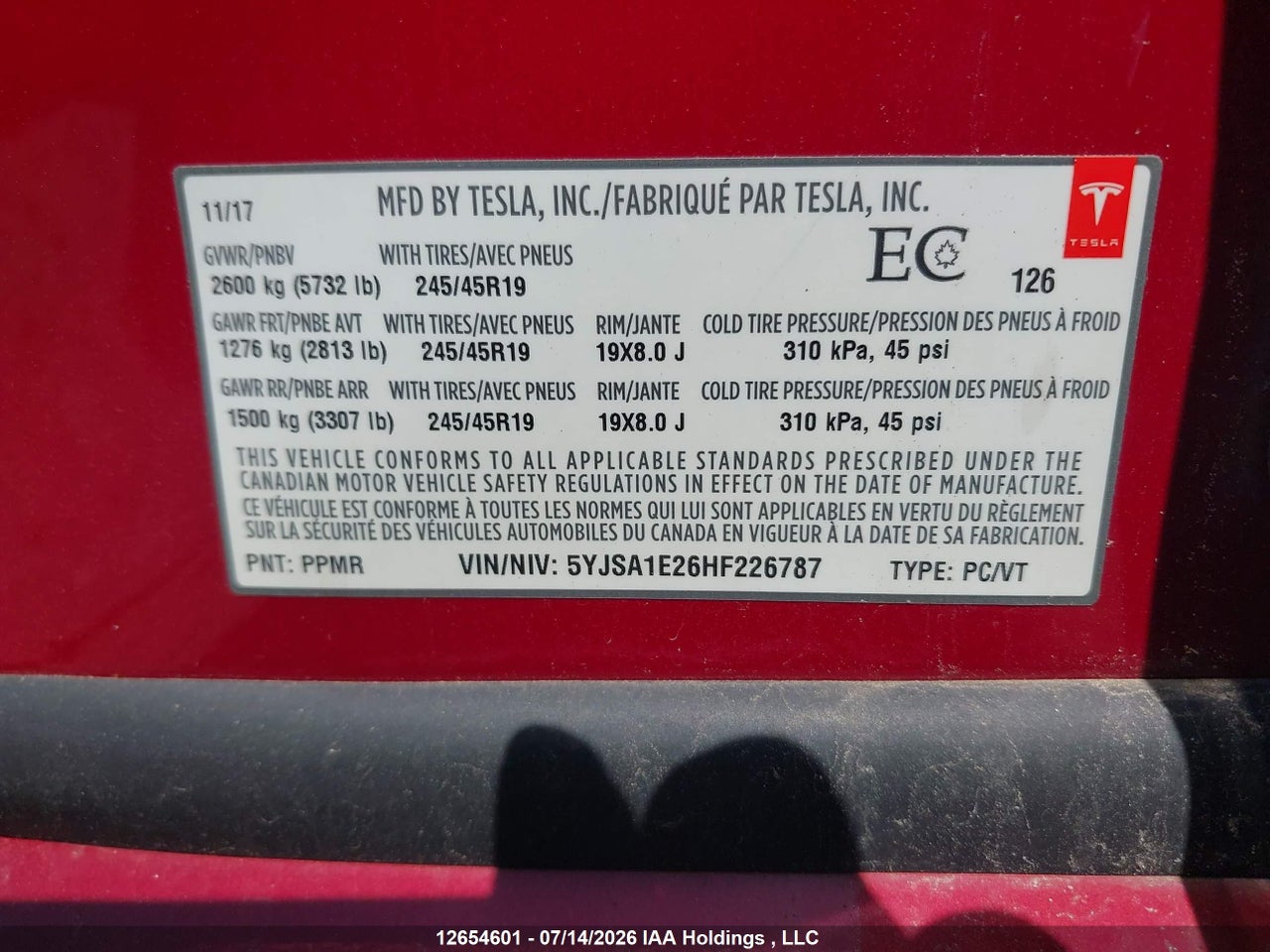 2017 TESLA MODEL S thumbnail 10
