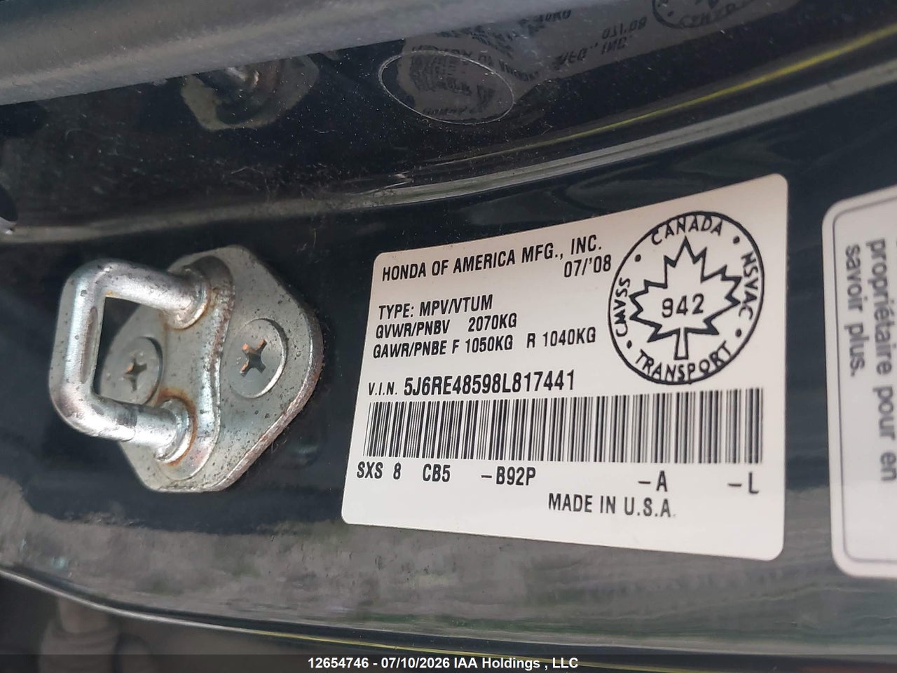 2008 HONDA CR-V thumbnail 10