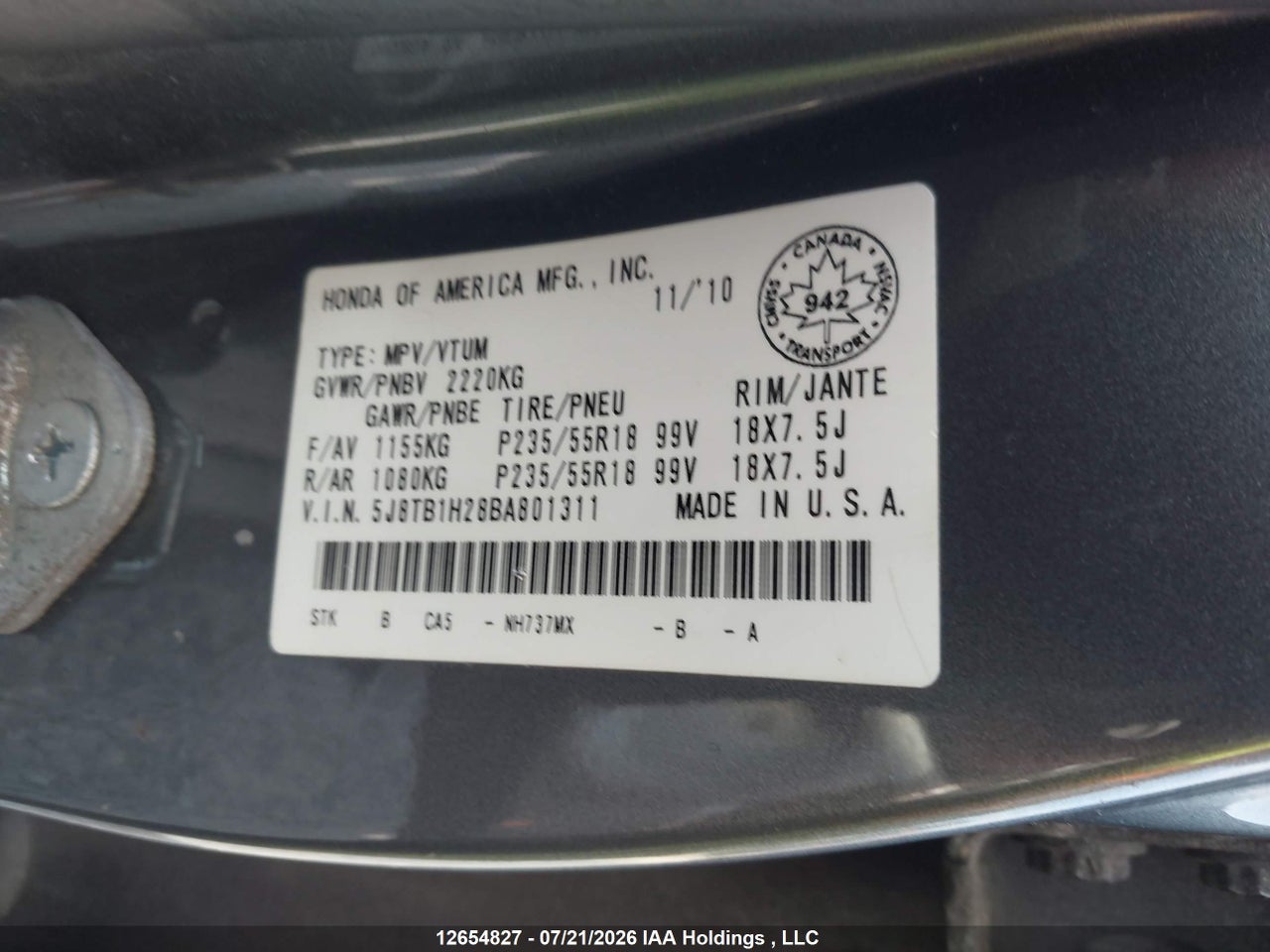 2011 ACURA RDX thumbnail 10