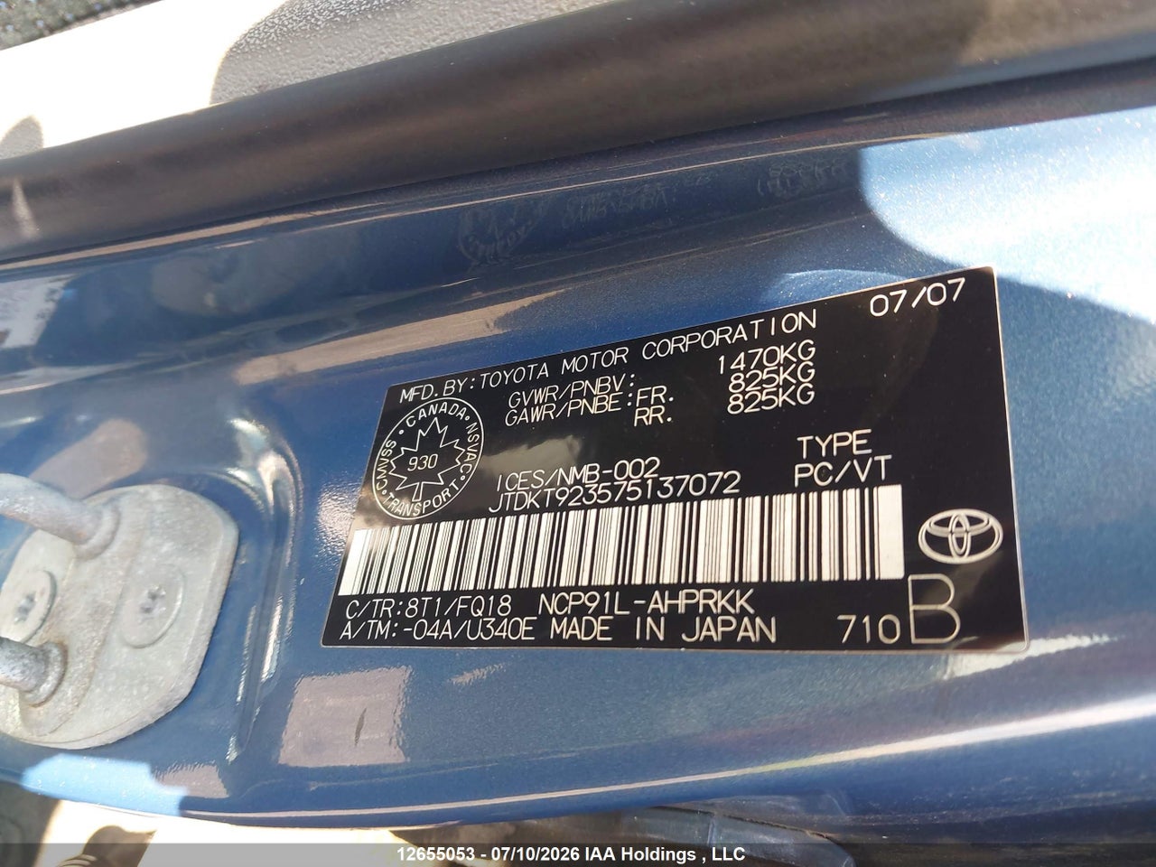 2007 TOYOTA YARIS thumbnail 10