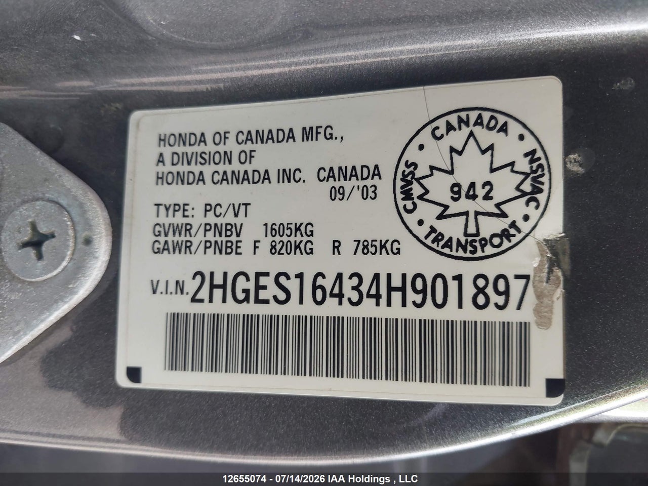 2004 HONDA CIVIC DX-G thumbnail 10
