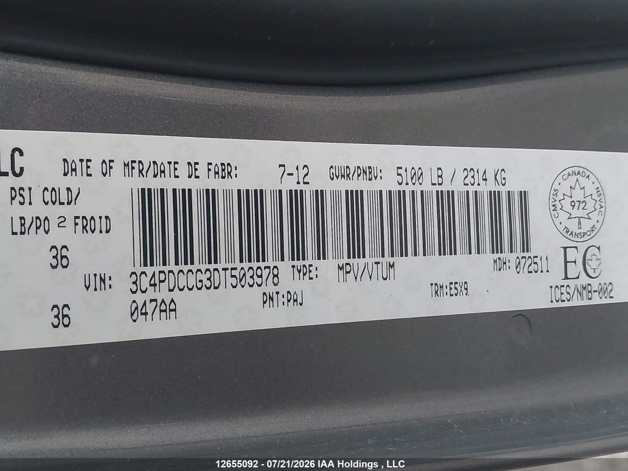2013 DODGE JOURNEY SXT thumbnail 10