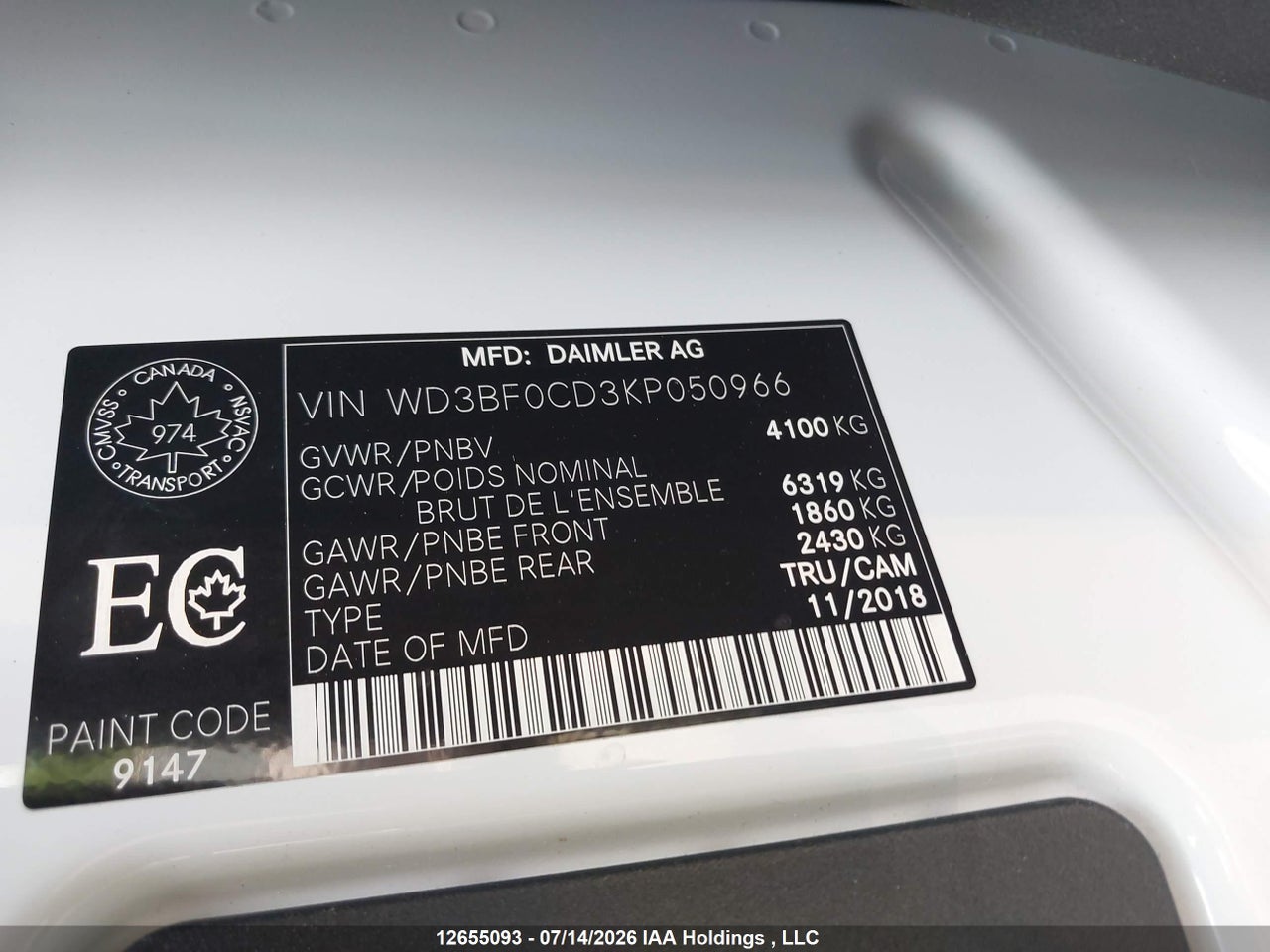 2019 MERCEDES BENZ SPRINTER 2500 HIGH ROOF V6/STANDARD ROOF V6 thumbnail 10