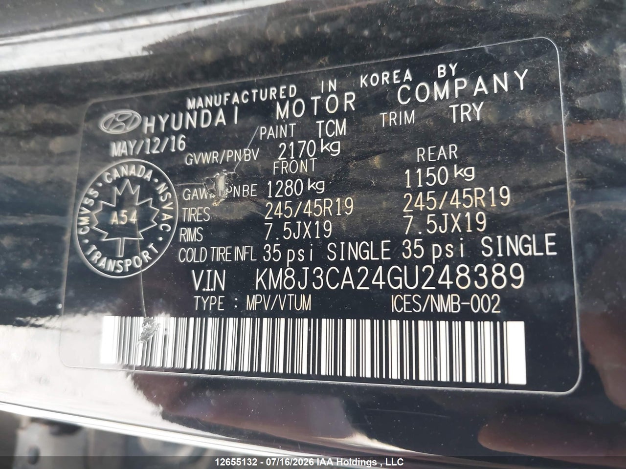 2016 HYUNDAI TUCSON PREMIUM 1.6 thumbnail 10