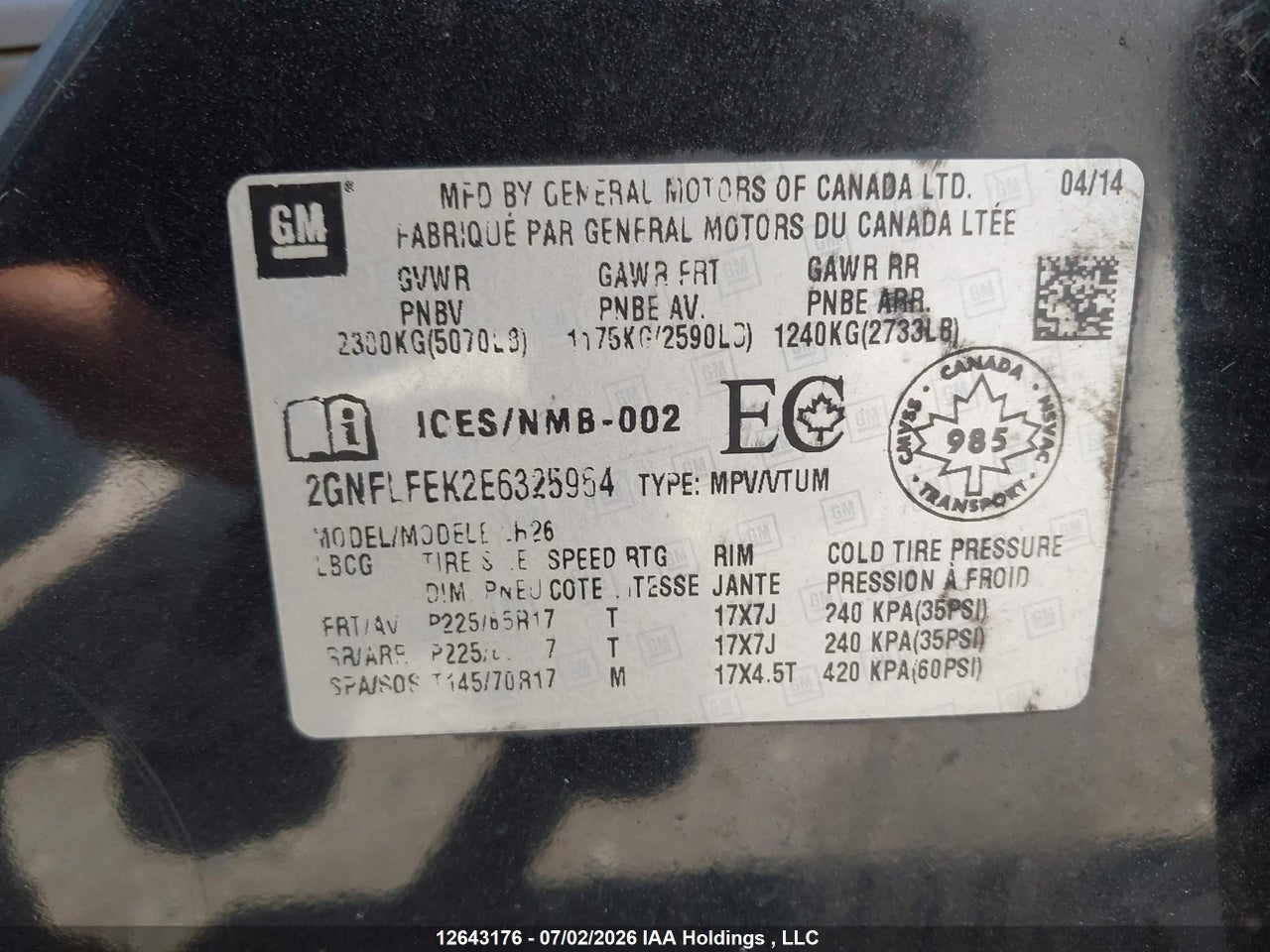 2014 CHEVROLET EQUINOX 1LT thumbnail 10