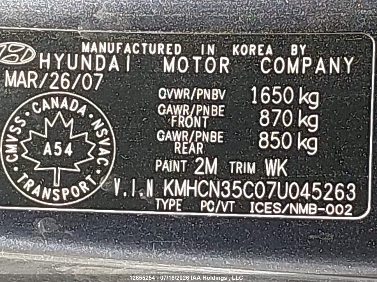 2007 HYUNDAI ACCENT GS/SR thumbnail 10