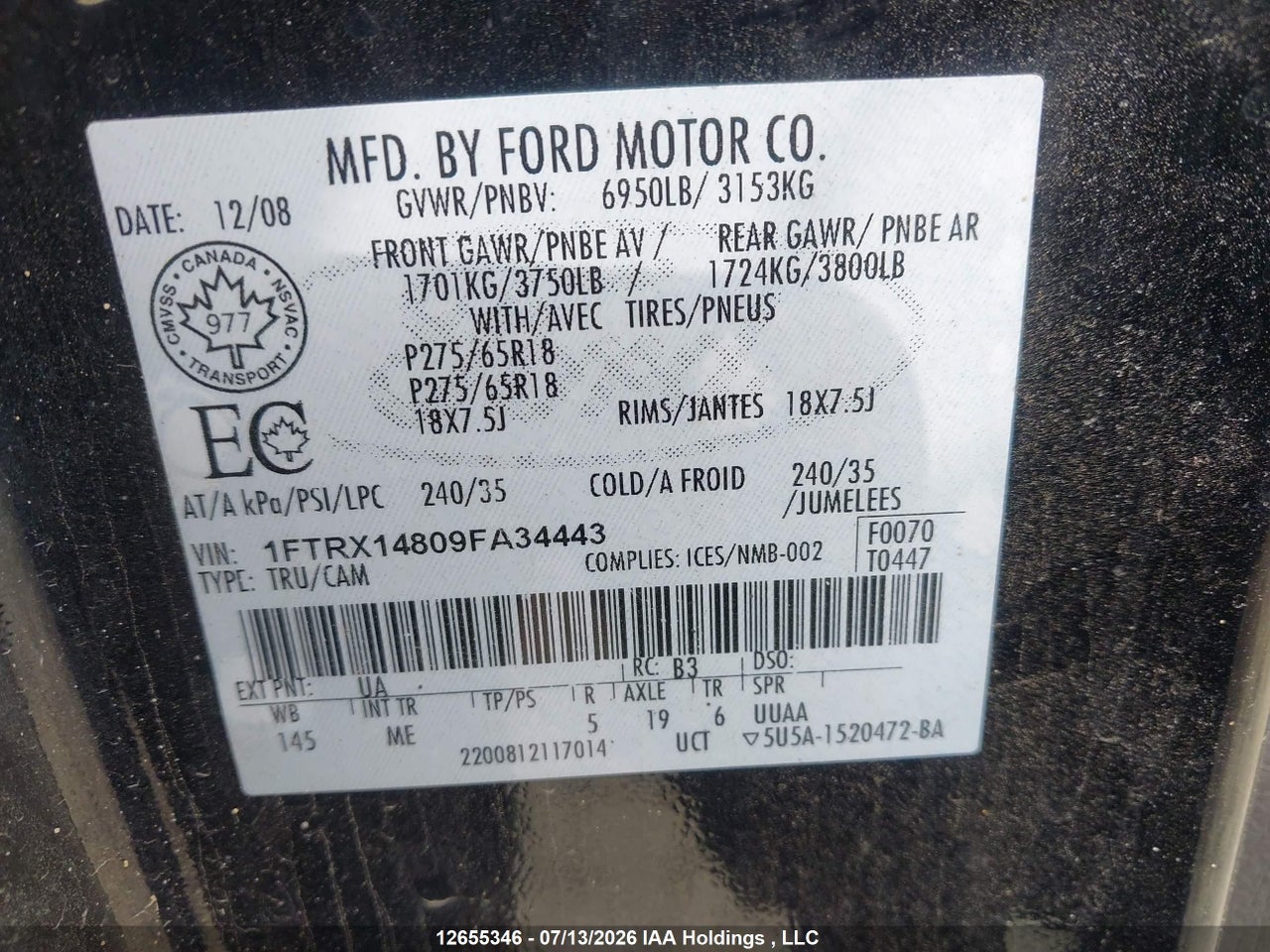 2009 FORD F150 SUPER CAB thumbnail 10