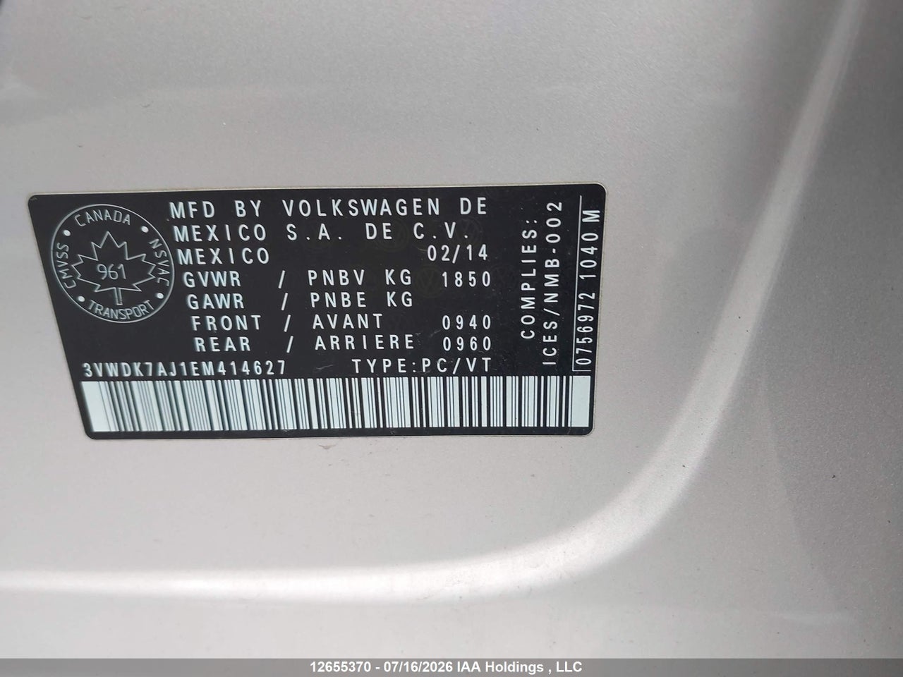 2014 VOLKSWAGEN JETTA 2.0L COMFORTLINE thumbnail 10