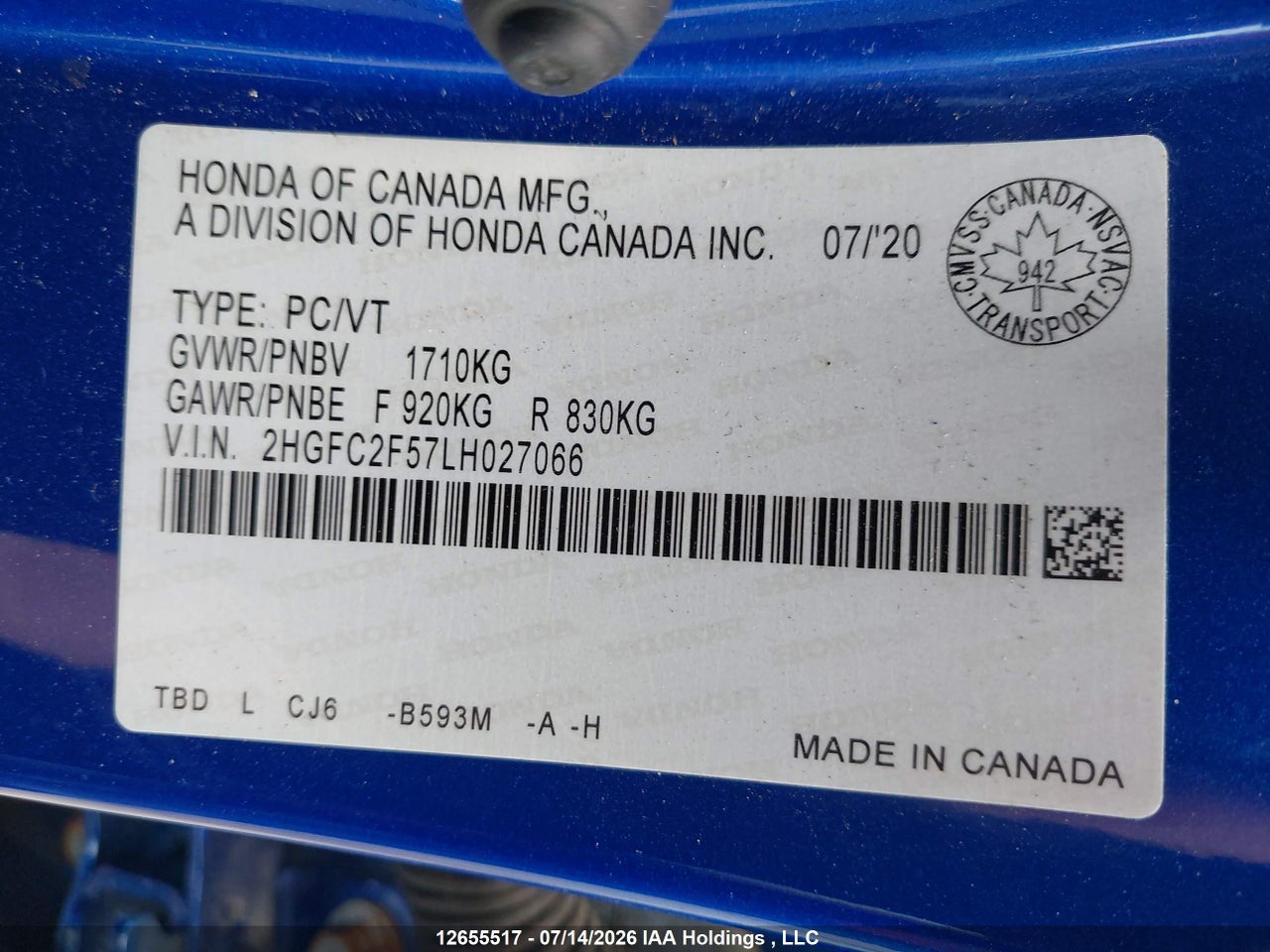 2020 HONDA CIVIC LX thumbnail 10