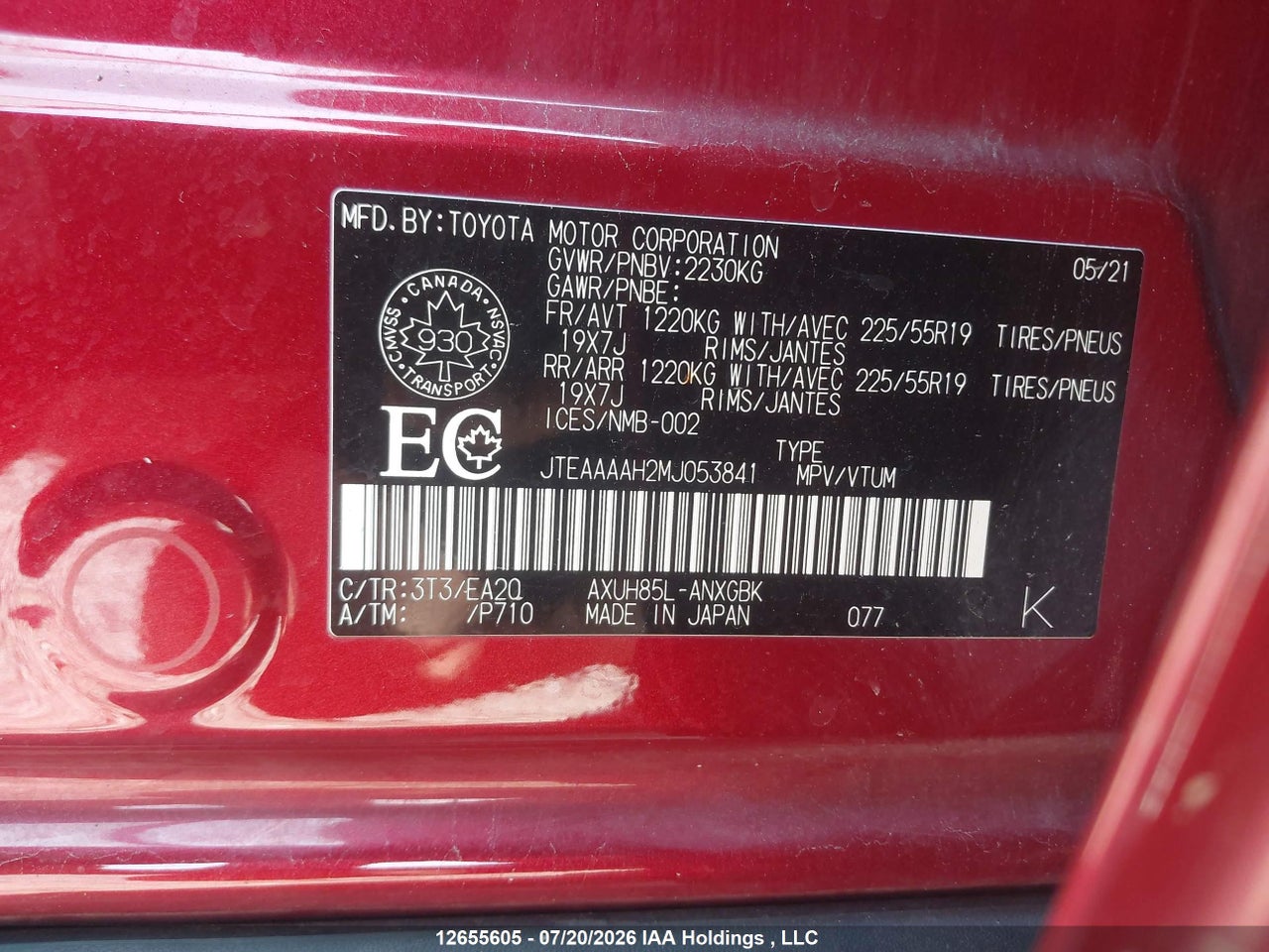 2021 TOYOTA VENZA thumbnail 10