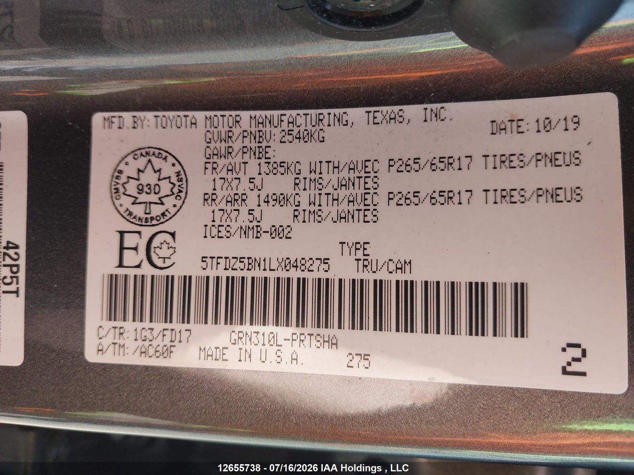 2020 TOYOTA TACOMA thumbnail 10