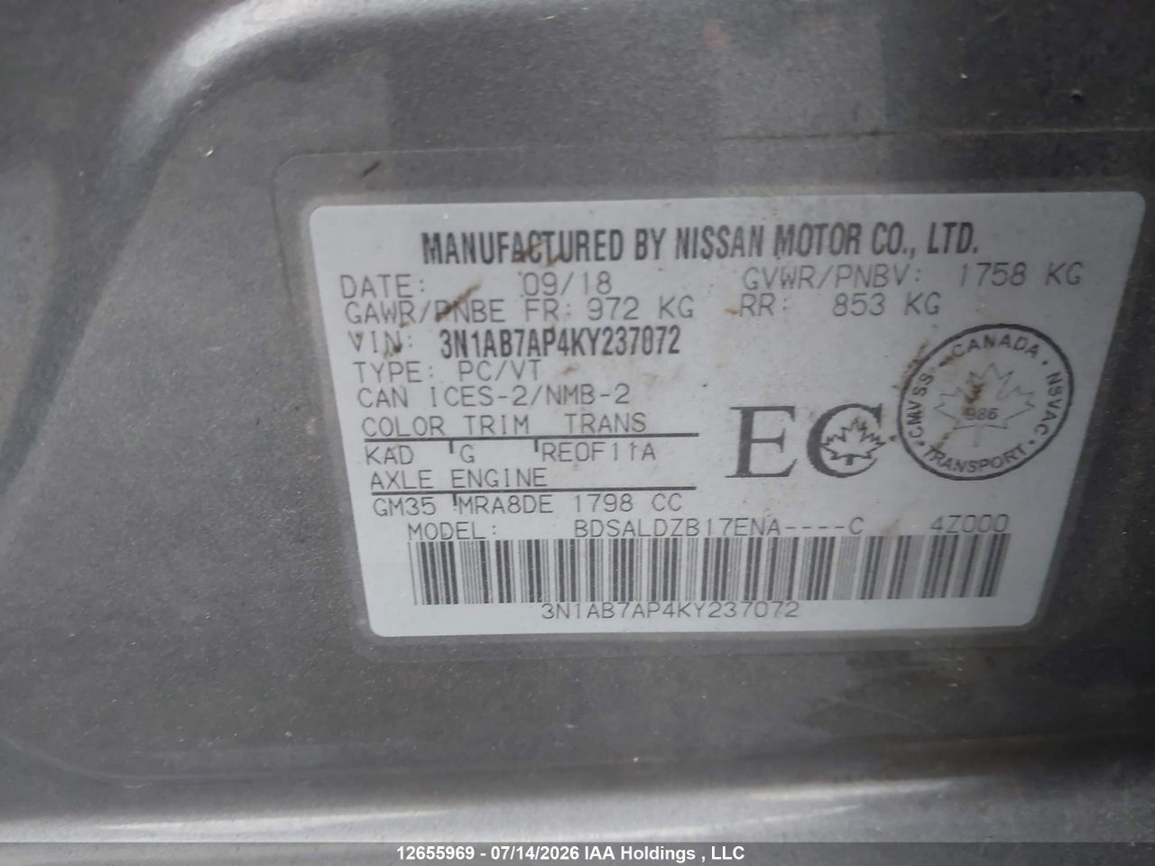 2019 NISSAN SENTRA S/SV/SR/SL thumbnail 10