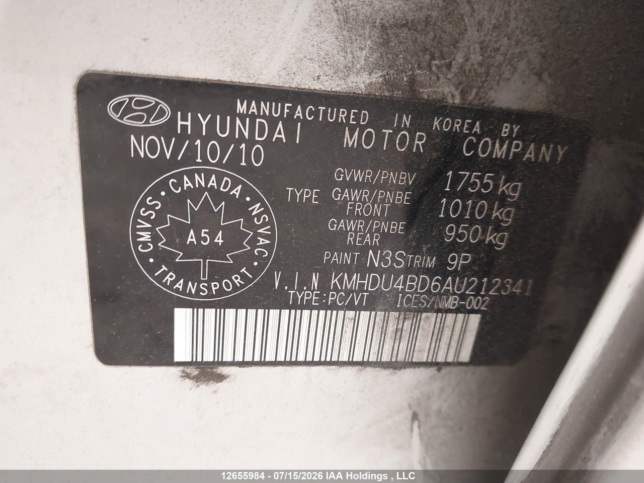 2010 HYUNDAI ELANTRA BLUE/GLS/SE thumbnail 10