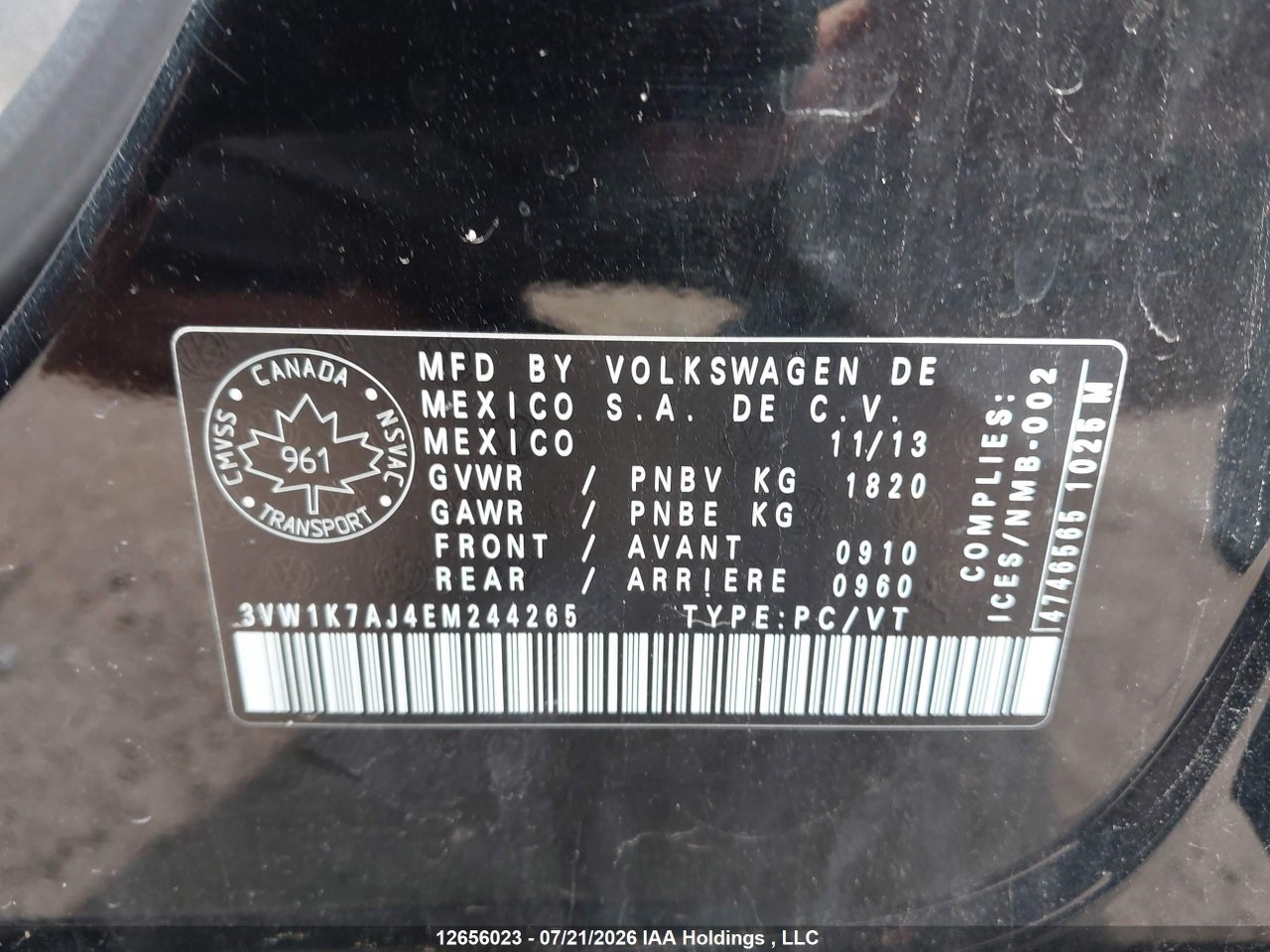 2014 VOLKSWAGEN JETTA S thumbnail 10