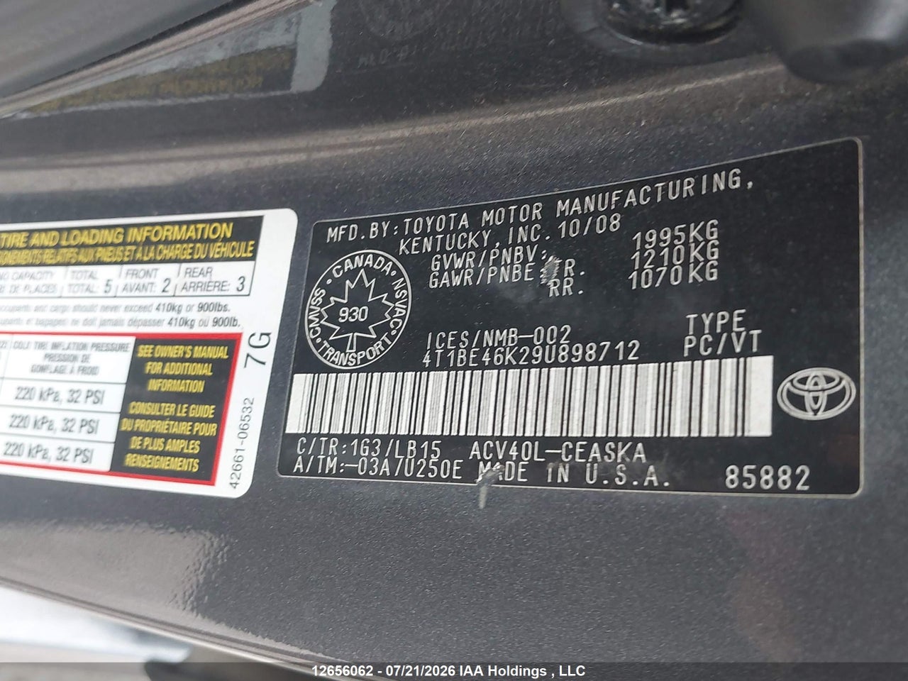 2009 TOYOTA CAMRY SE/LE/XLE thumbnail 10