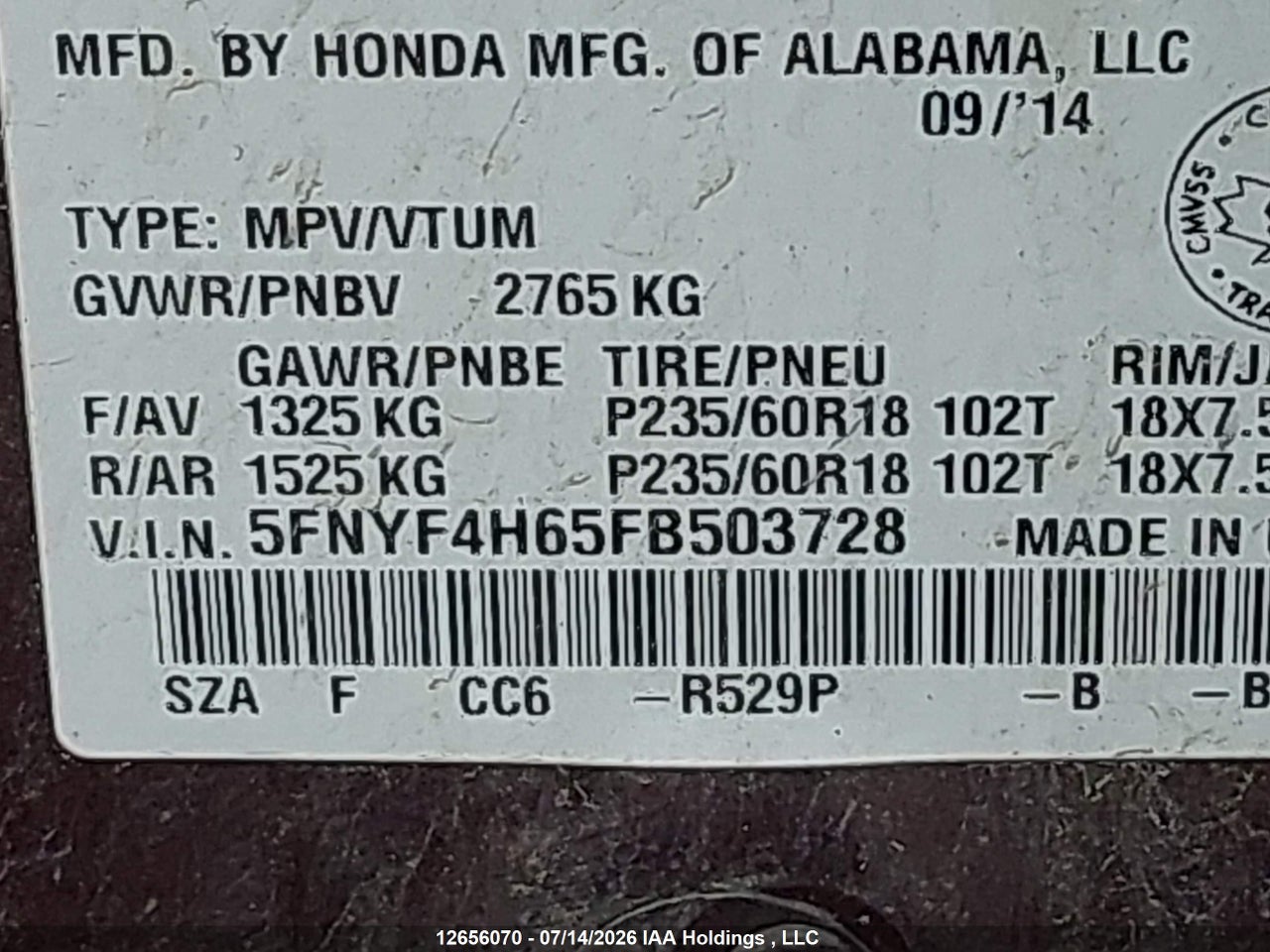 2015 HONDA PILOT thumbnail 10