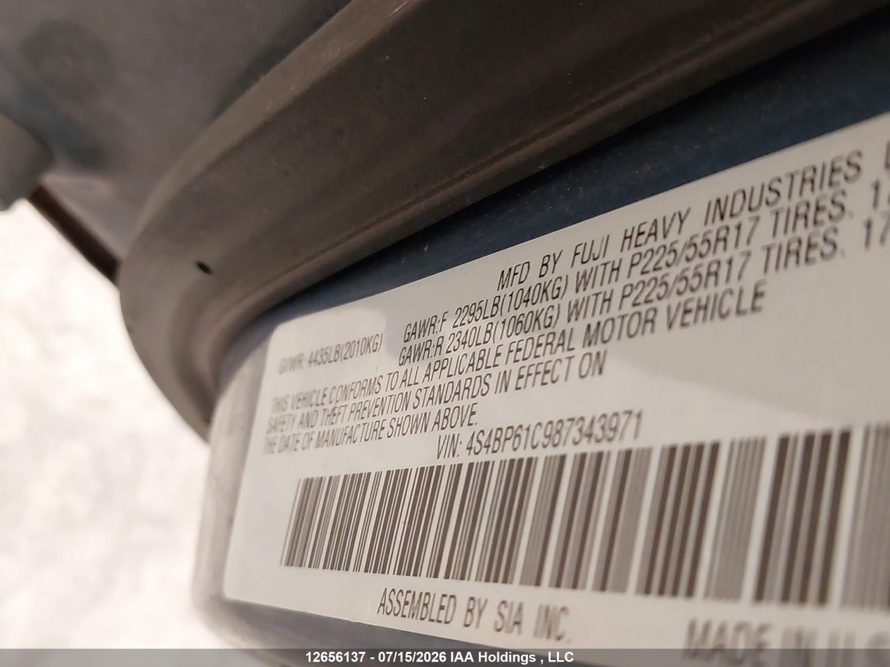 2008 SUBARU OUTBACK 2.5I thumbnail 10