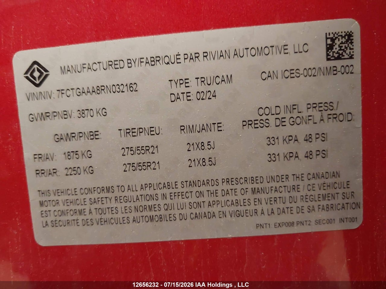 2024 RIVIAN R1T ADVENTURE QUAD MOTOR LARGE PACK thumbnail 10
