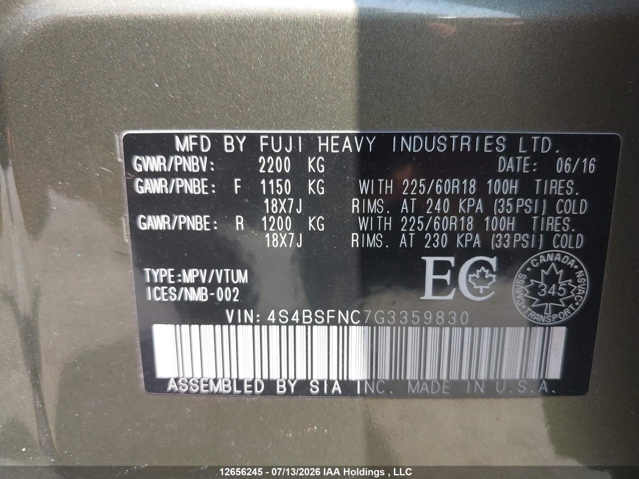 2016 SUBARU OUTBACK 3.6R LIMITED thumbnail 10