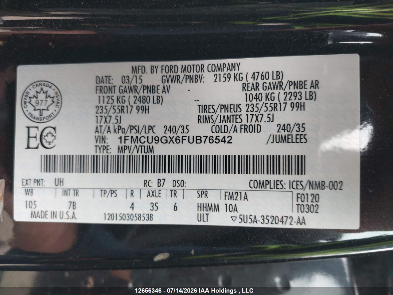 2015 FORD ESCAPE SE thumbnail 10