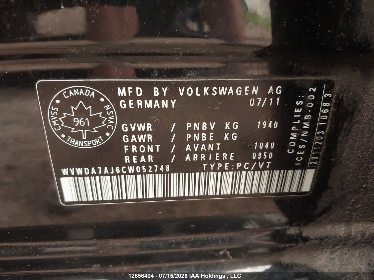 2012 VOLKSWAGEN GOLF thumbnail 10