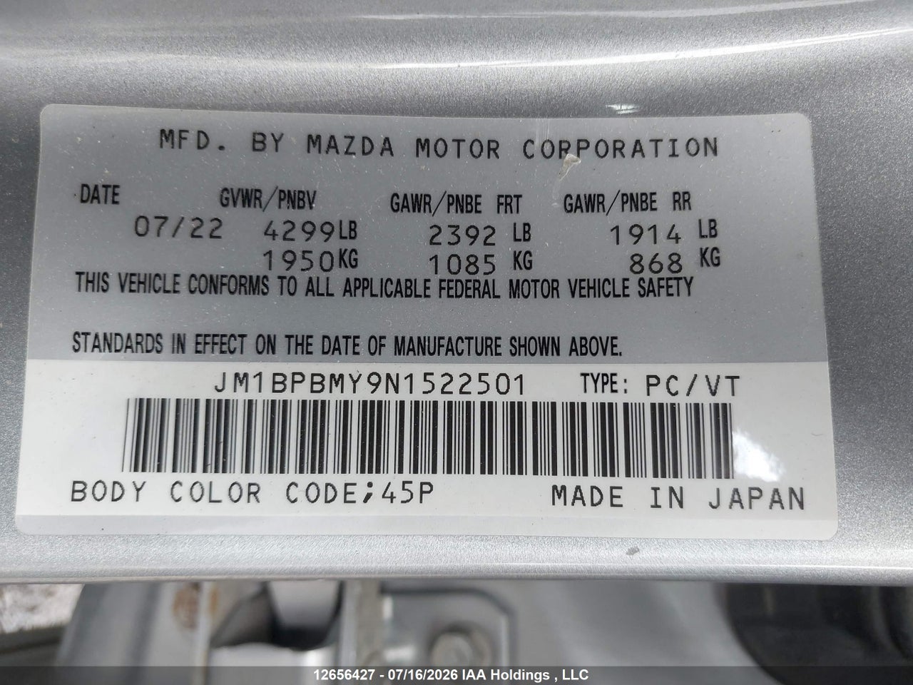 2022 MAZDA 3 PREMIUM thumbnail 10