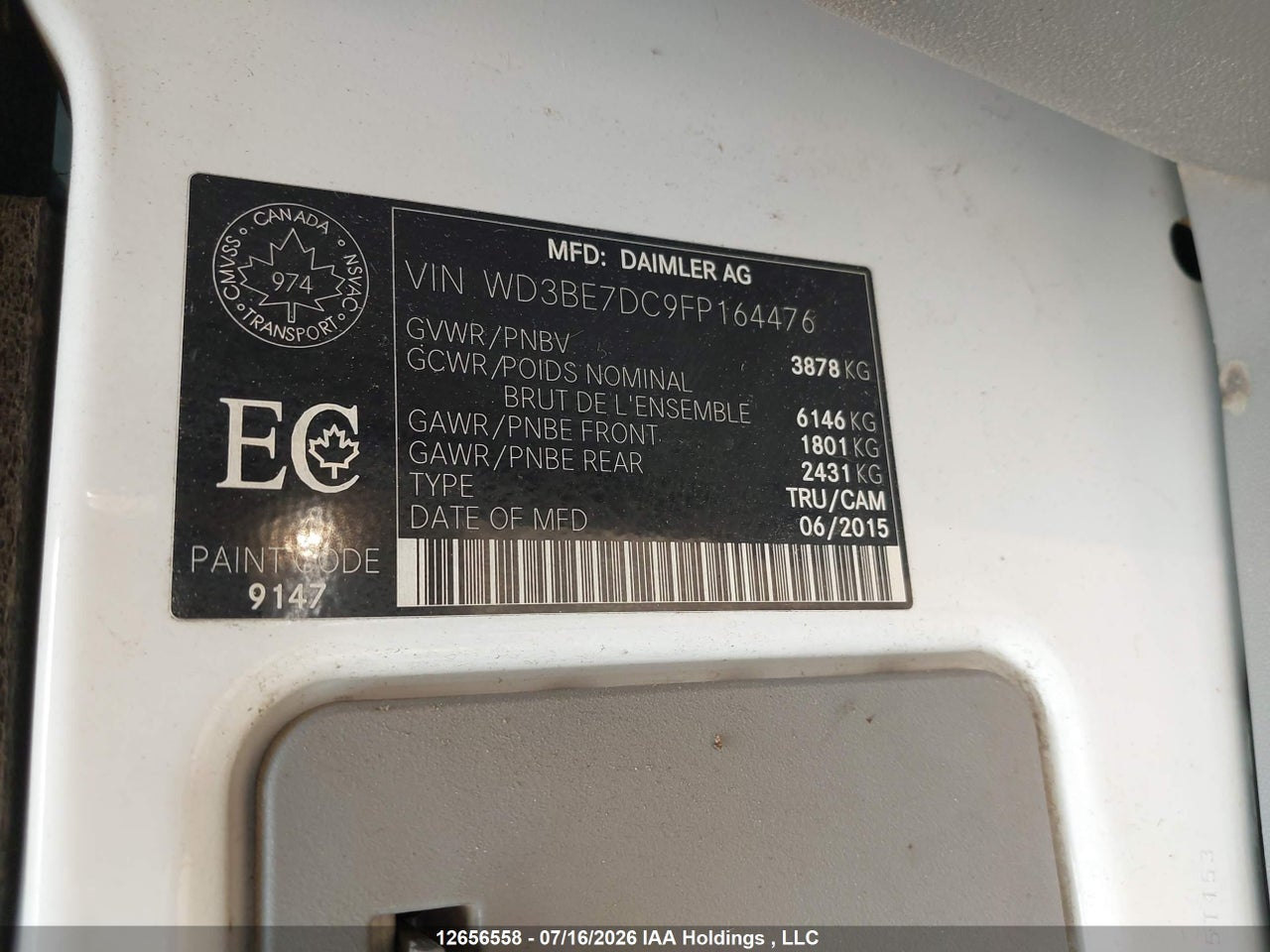 2015 MERCEDES BENZ SPRINTER 2500 STANDARD ROOF thumbnail 10