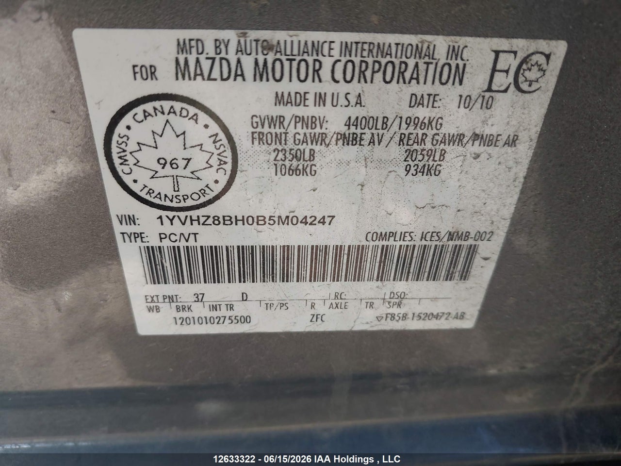 2011 MAZDA MAZDA6 GS-I4 thumbnail 10