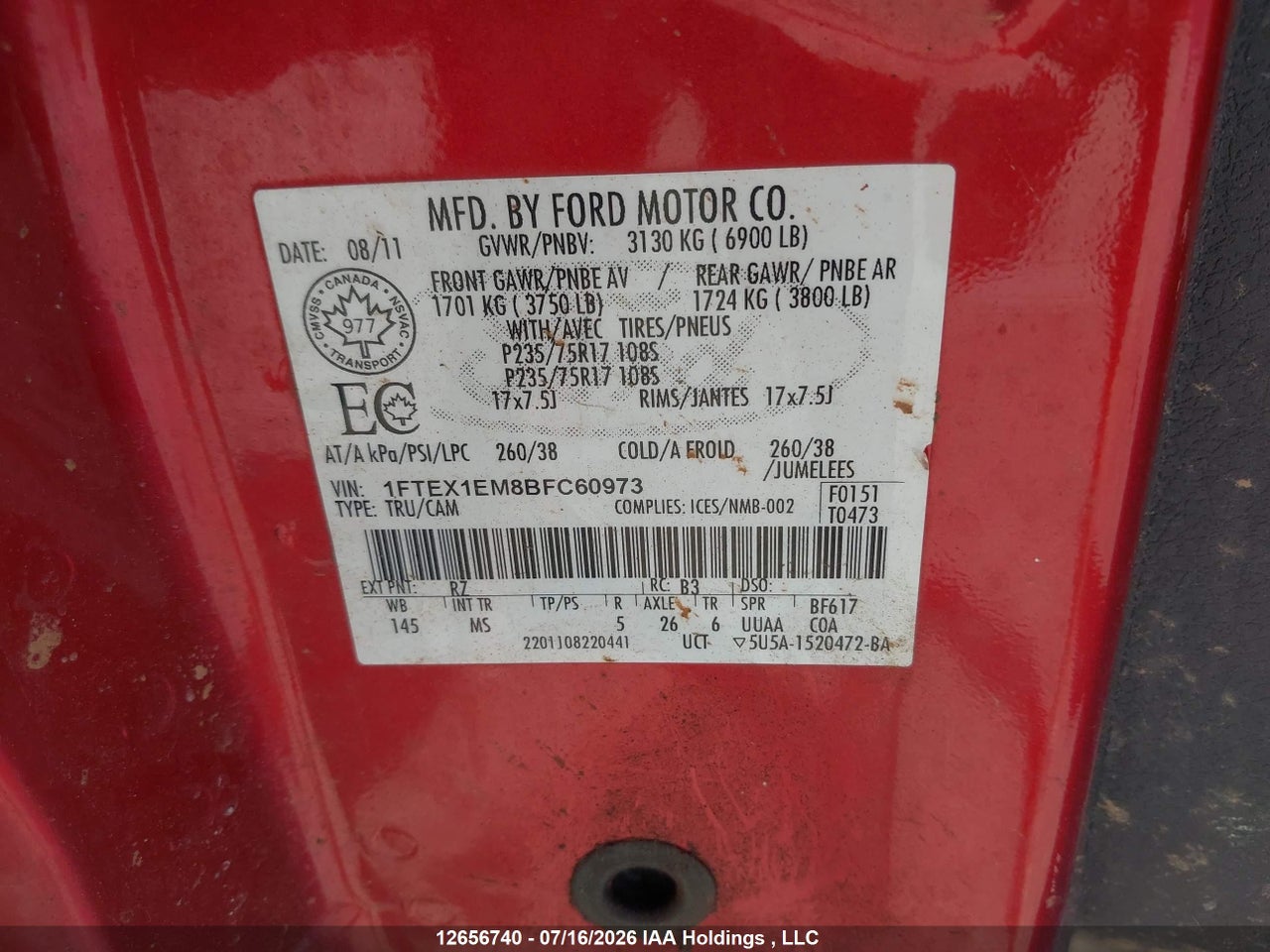 2011 FORD F150 SUPER CAB thumbnail 10