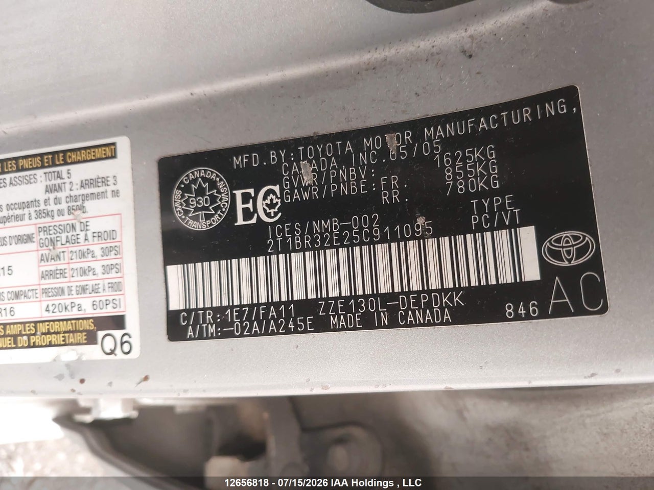2005 TOYOTA COROLLA CE/LE/SPORT thumbnail 10
