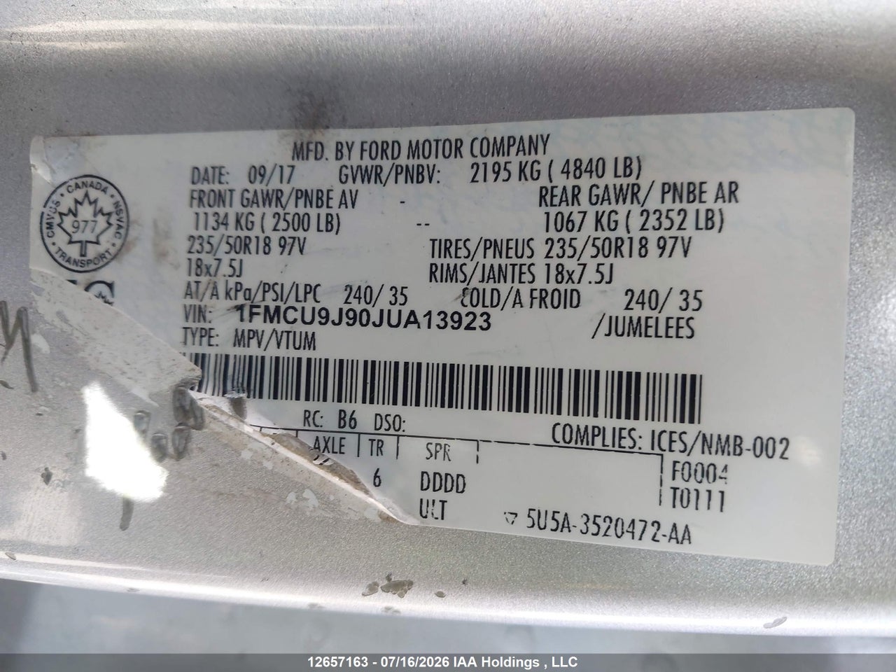 2018 FORD ESCAPE TITANIUM thumbnail 10