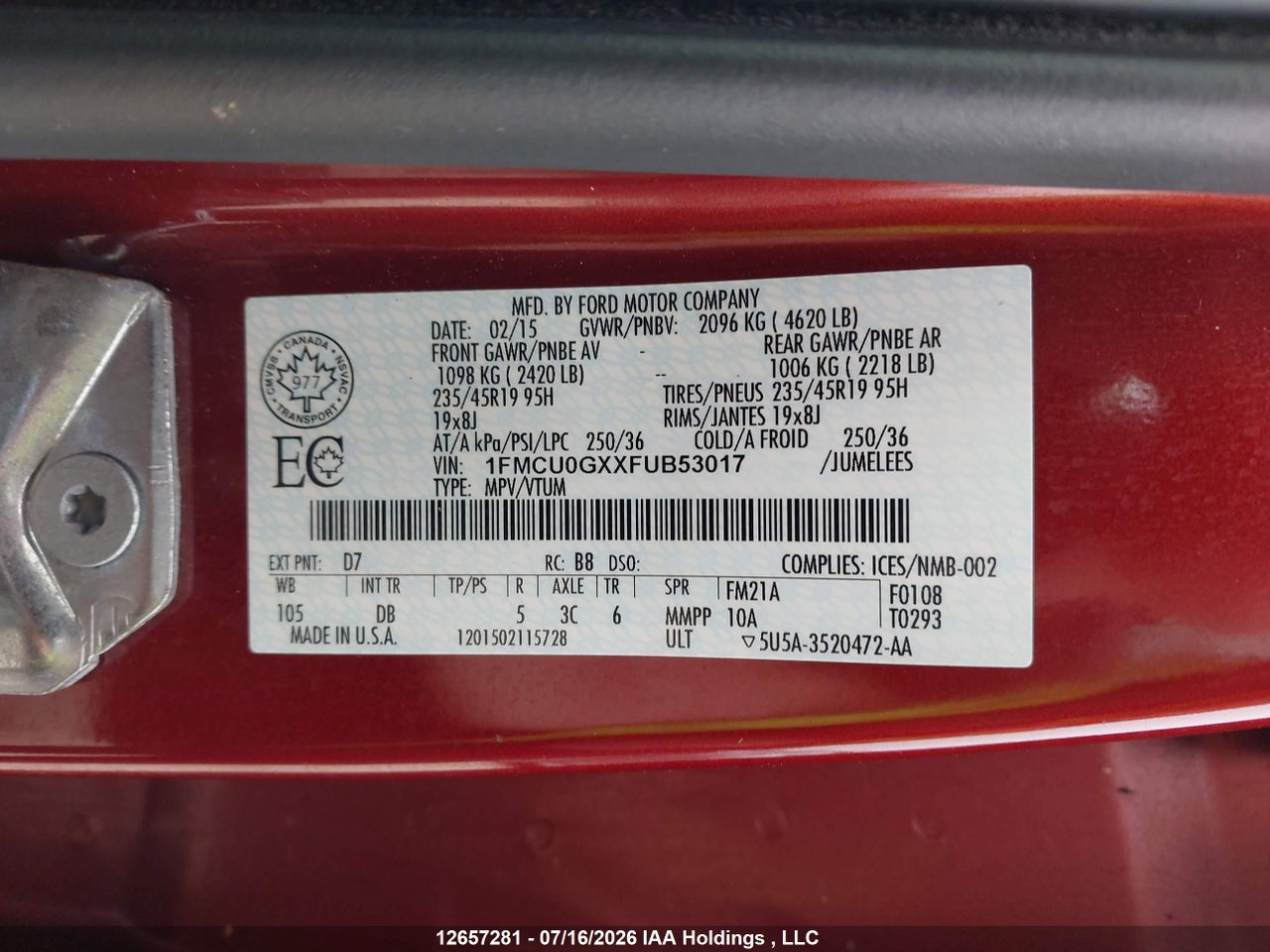2015 FORD ESCAPE SE thumbnail 10