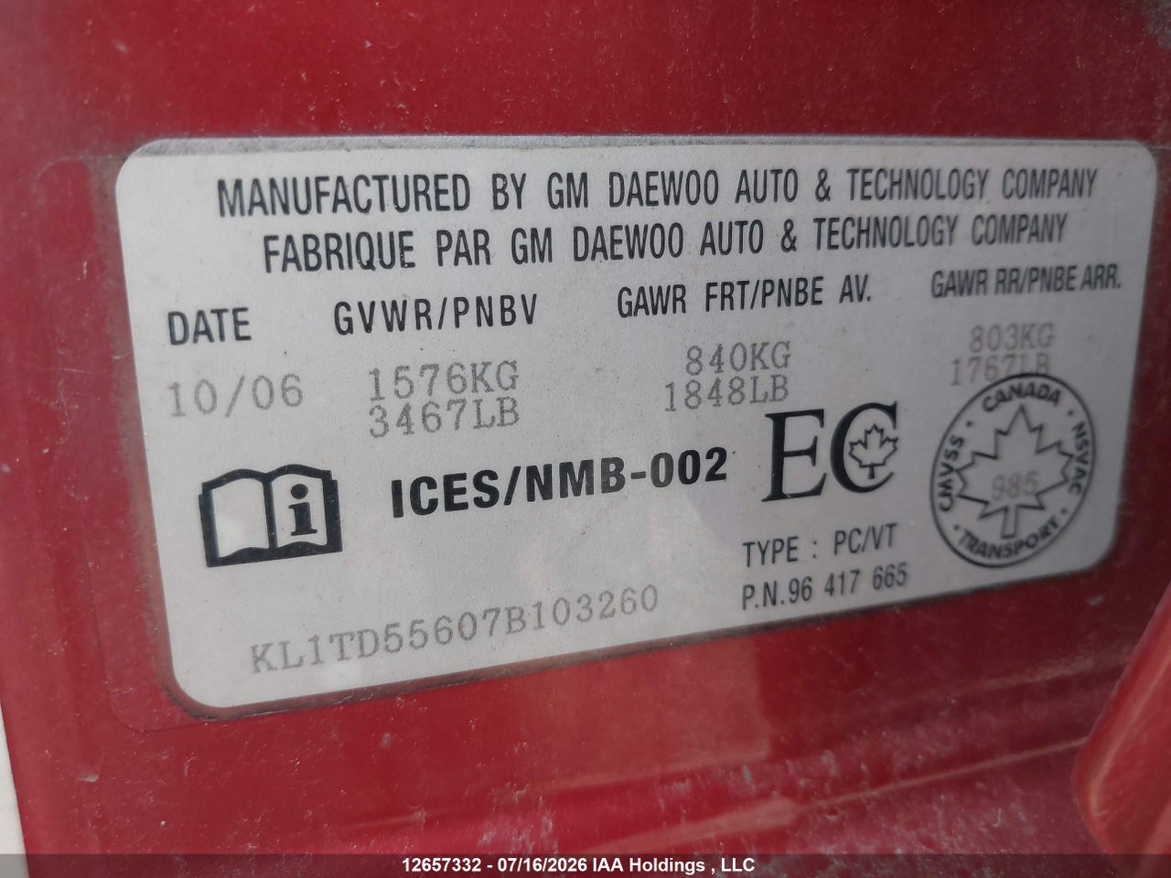 2007 CHEVROLET AVEO LS thumbnail 10
