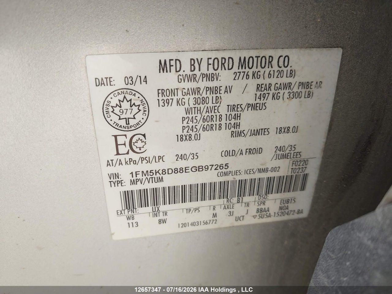 2014 FORD EXPLORER thumbnail 10