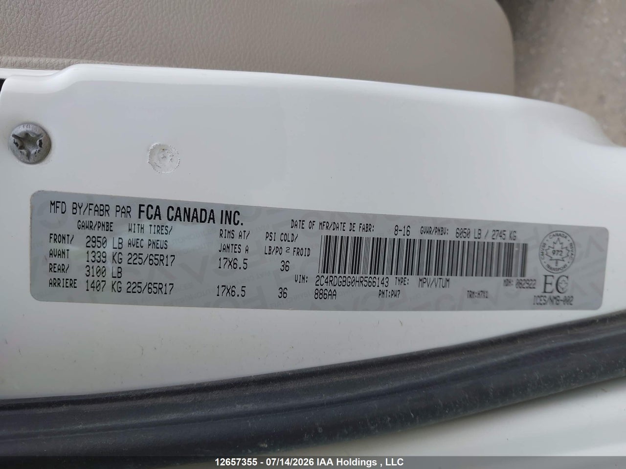 2017 DODGE GRAND CARAVAN SE thumbnail 10